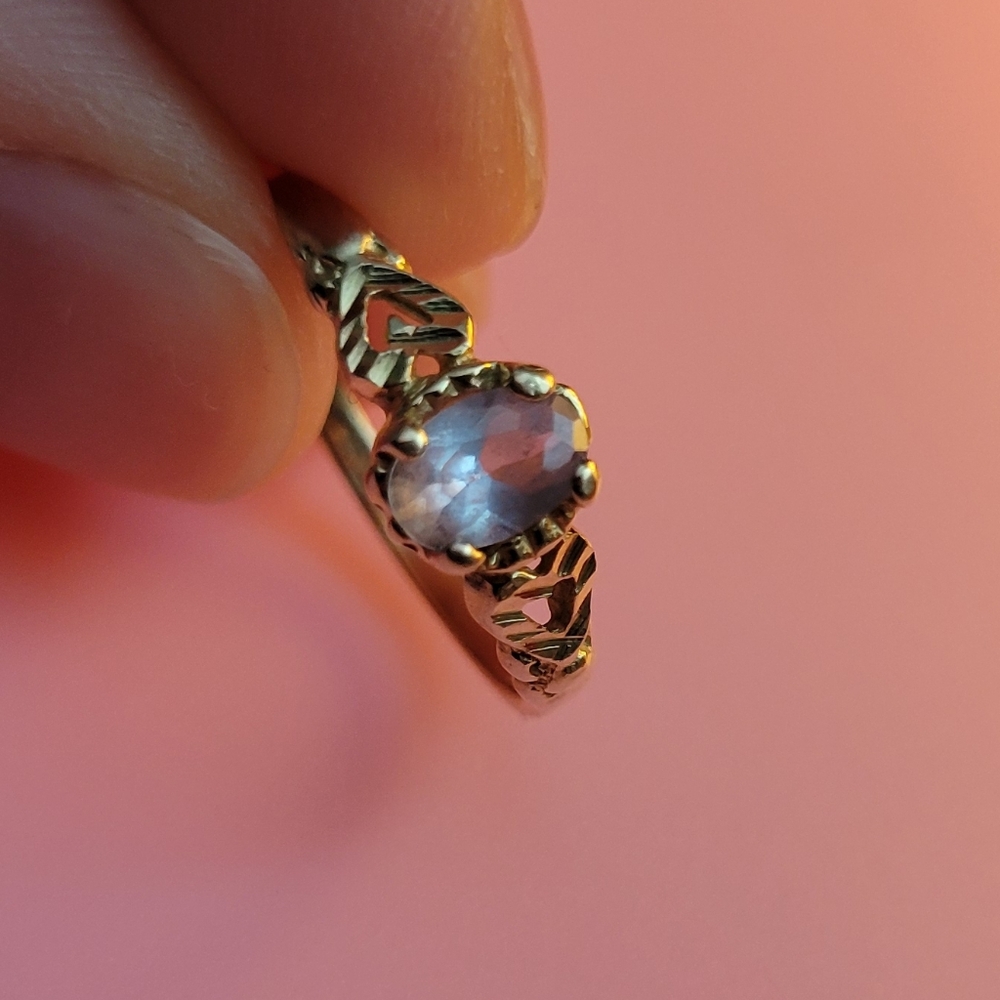 Size 7 - 10k Gold Ring with Blue Stone